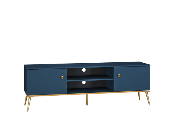 TV Board – MARINE 05 – Modernes Lowboard in Dunkelblau mit goldenen Beinen
