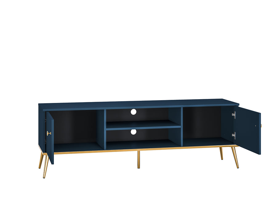 TV Board – MARINE 05 – Modernes Lowboard in Dunkelblau mit goldenen Beinen