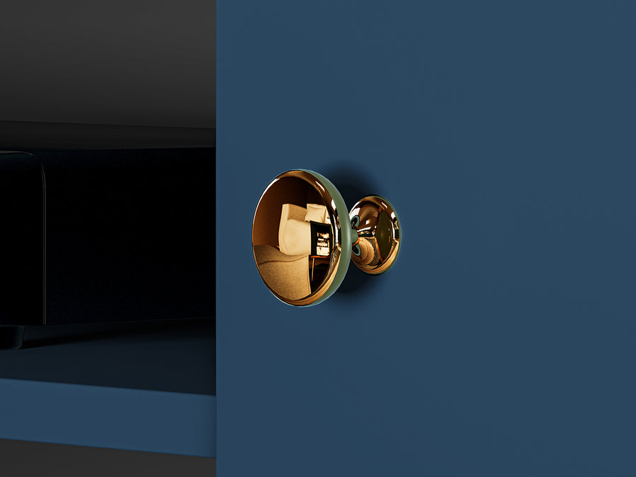 TV Board – MARINE 05 – Modernes Lowboard in Dunkelblau mit goldenen Beinen