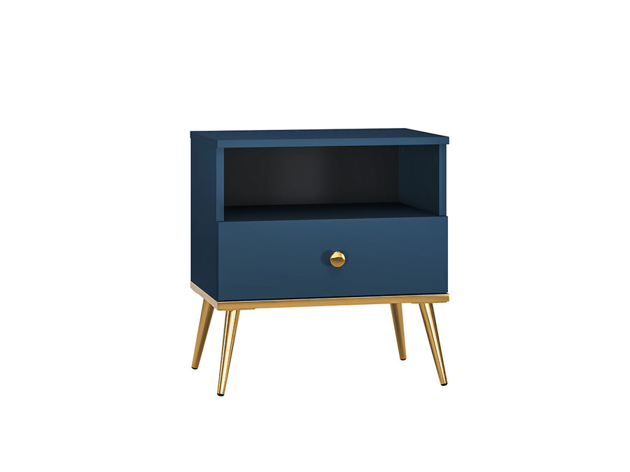 Nachttisch – MARINE 06 – Eleganter Nachtschrank in Dunkelblau mit goldenen Akzenten