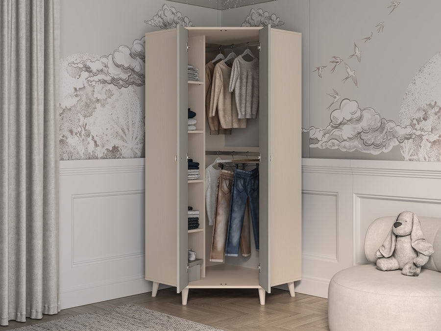 Kleiderschrank – MEVEL 01 – Moderner Drehtürenschrank mit Stauraum