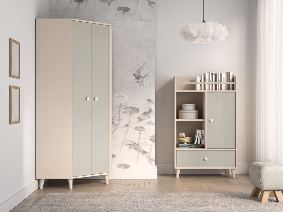 Kleiderschrank – MEVEL 01 – Moderner Drehtürenschrank mit Stauraum