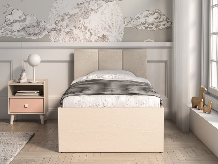 Bett – MEVEL 08 – Modernes Einzelbett mit Polsterkopfteil
