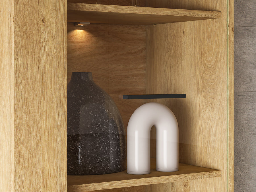 Standvitrine – MODESTO 02 – Elegante Holzoptik für Ihr Wohnzimmer
