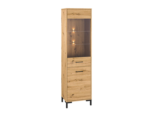 Vitrine – NEVIO – Moderne Standvitrinen mit Holzoptik und Glaselementen
