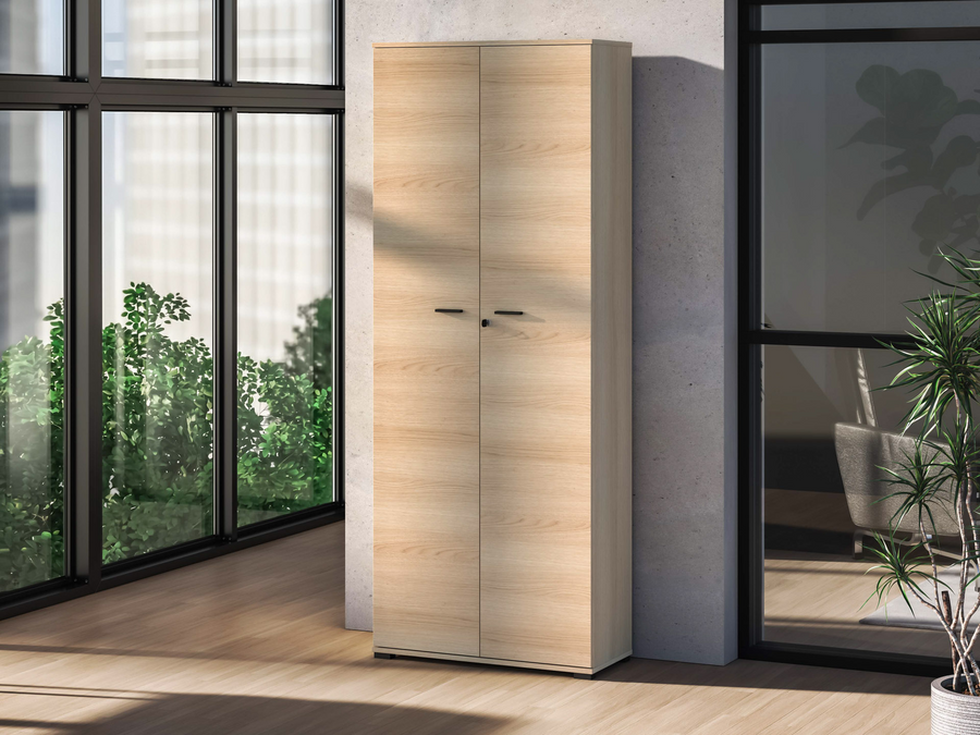 Büroschrank – ODELIS 01 – Abschließbarer Aktenschrank in hellem Holz-Design
