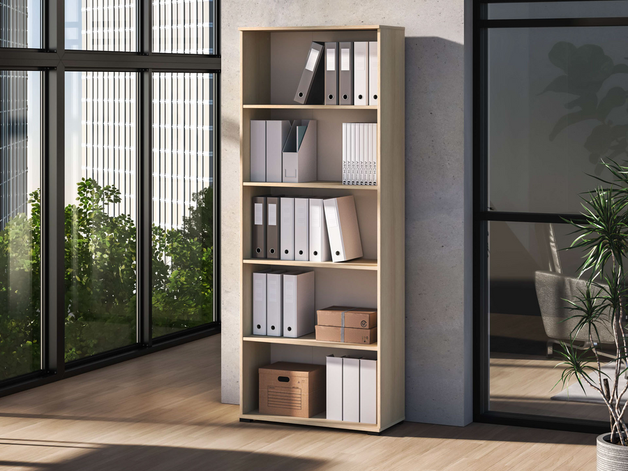 Büroregal – ODELIS 02 – Offenes Regal für Akten und Unterlagen in hellem Holz-Design