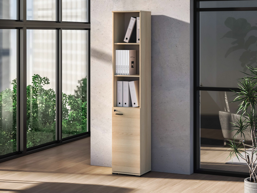 Büroregal – ODELIS – Funktionales Regal mit verschließbarem Stauraum