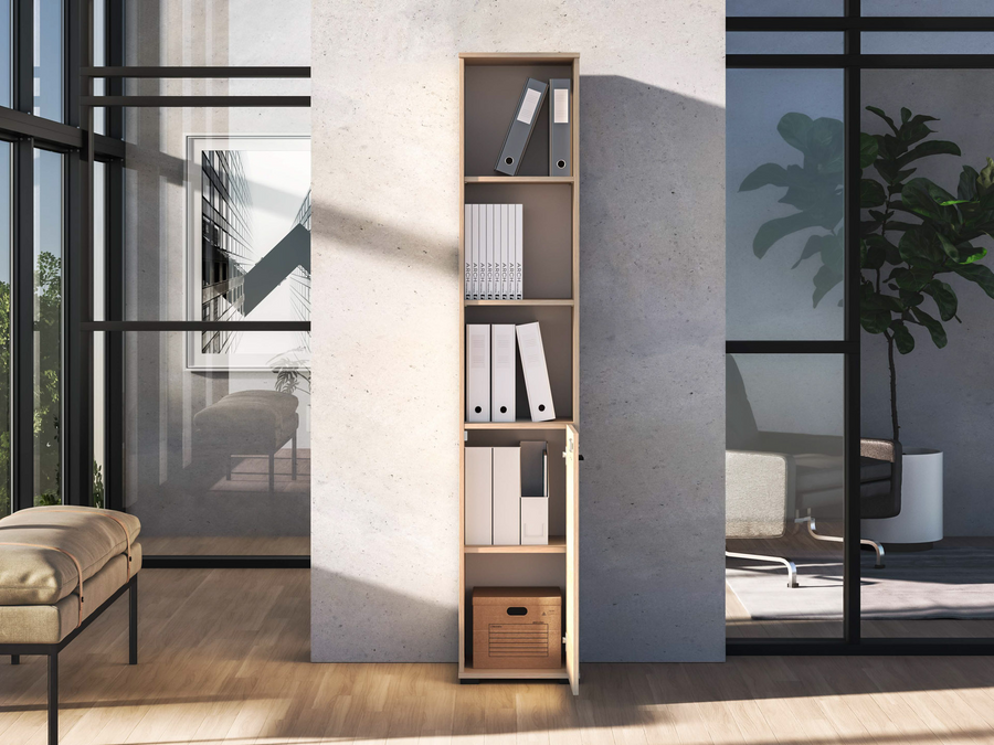 Büroregal – ODELIS – Funktionales Regal mit verschließbarem Stauraum