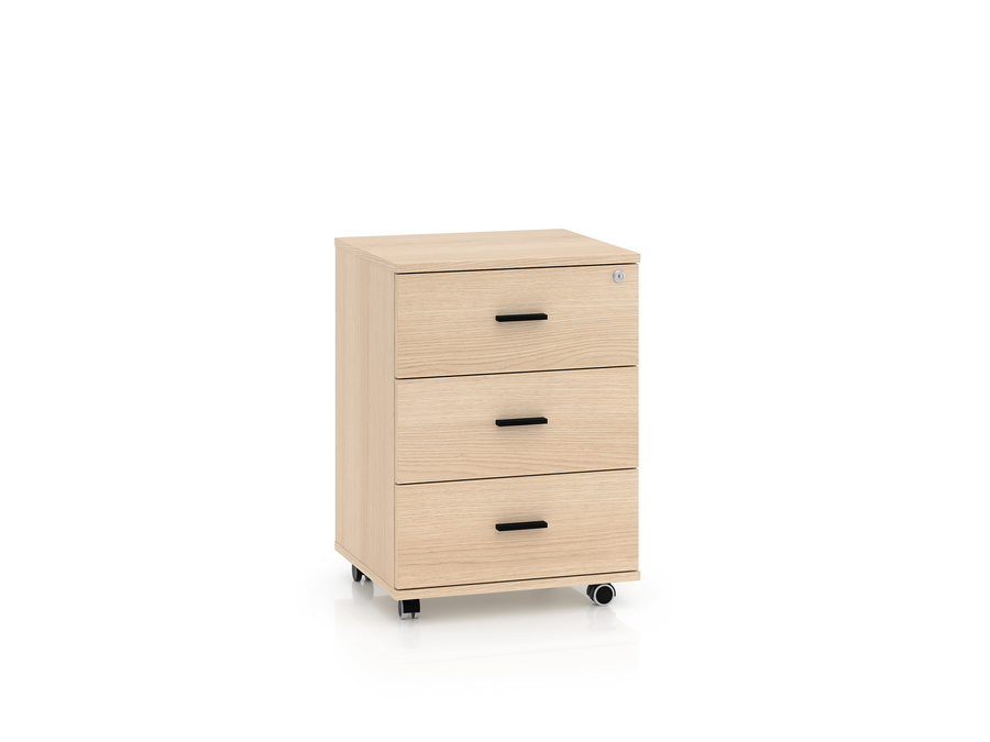 Rollcontainer – ODELIS 07 – Mobiler Bürocontainer in heller Holzoptik