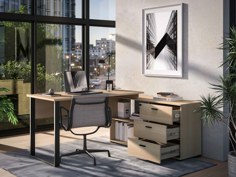 Eckschreibtisch – ODELIS 09 – Ergonomischer Arbeitstisch mit integriertem Stauraum