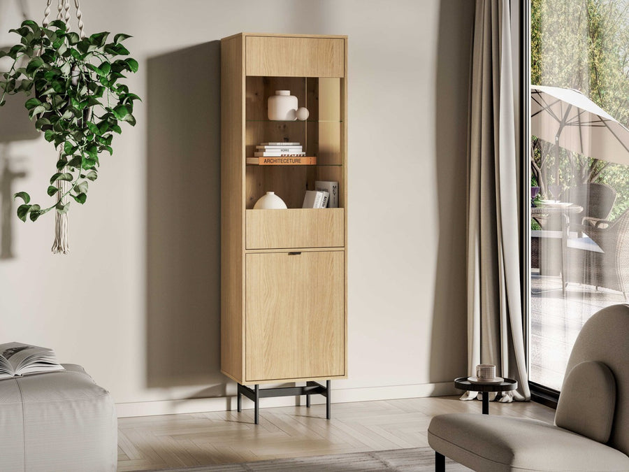 Vitrine – REYNOS 02 – Elegantes Stauraumwunder in natürlicher Holzoptik