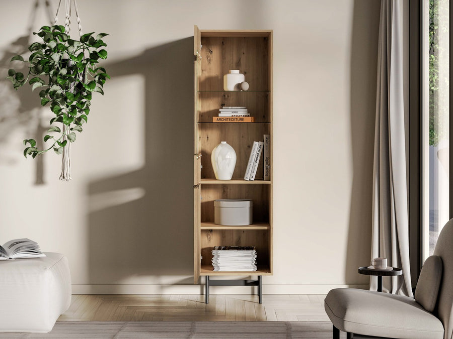 Vitrine – REYNOS 02 – Elegantes Stauraumwunder in natürlicher Holzoptik