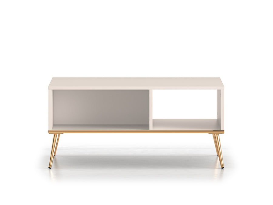 Couchtisch – SELGIN 07 – Elegante Kaschmir-Optik mit vergoldeten Metallbeinen