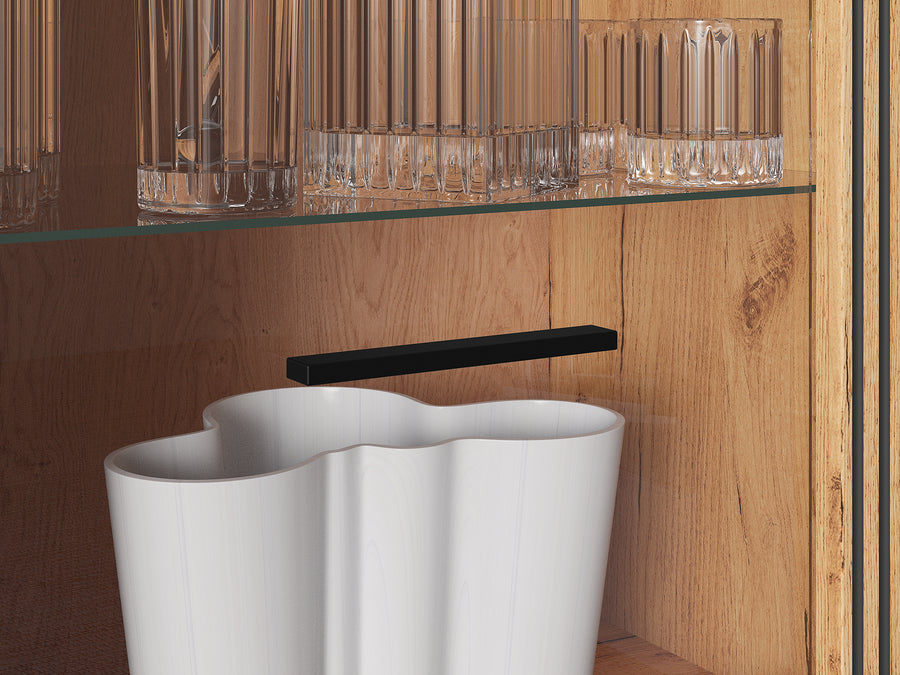 Vitrinenschrank – URSO – Eleganter Glasvitrine mit Holzoptik