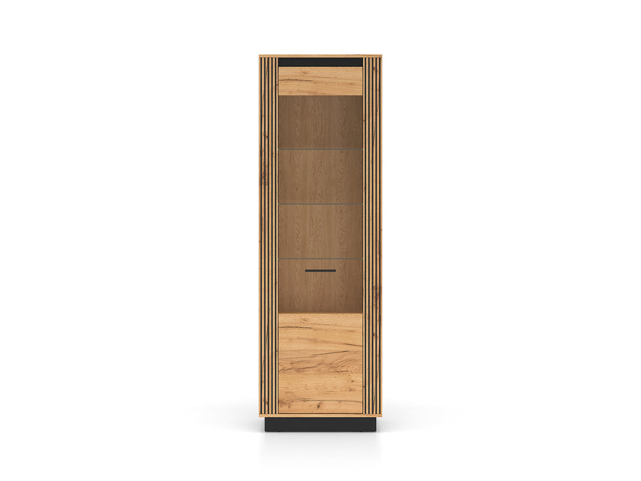 Vitrinenschrank – URSO – Eleganter Glasvitrine mit Holzoptik