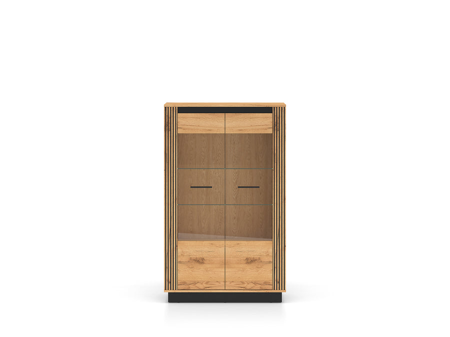 Vitrinenschrank – URSO – Eleganter Glasvitrine mit Holzoptik