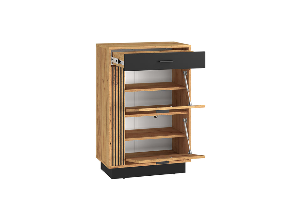 Schuhschrank – VASCO – Moderner Schuhturm mit Holzoptik
