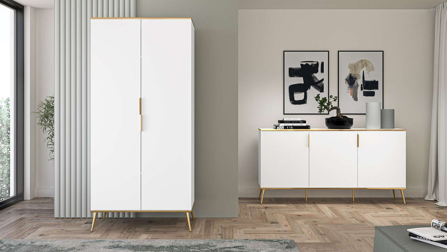 Kleiderschrank – VITERBO 01 – Moderner Drehtürenschrank mit Stauraum