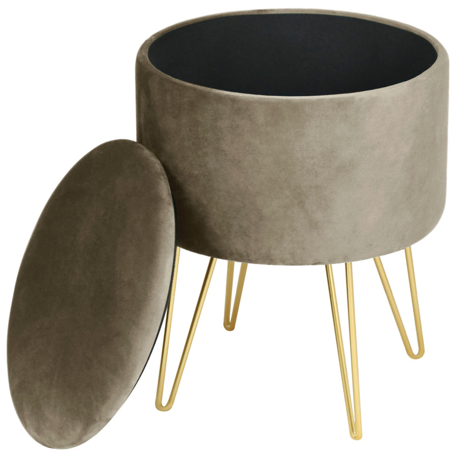 Sitzhocker – LILI – Elegante Samtpouf mit Stauraum und Deckel