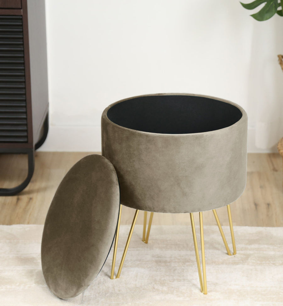 Sitzhocker – LILI – Elegante Samtpouf mit Stauraum und Deckel