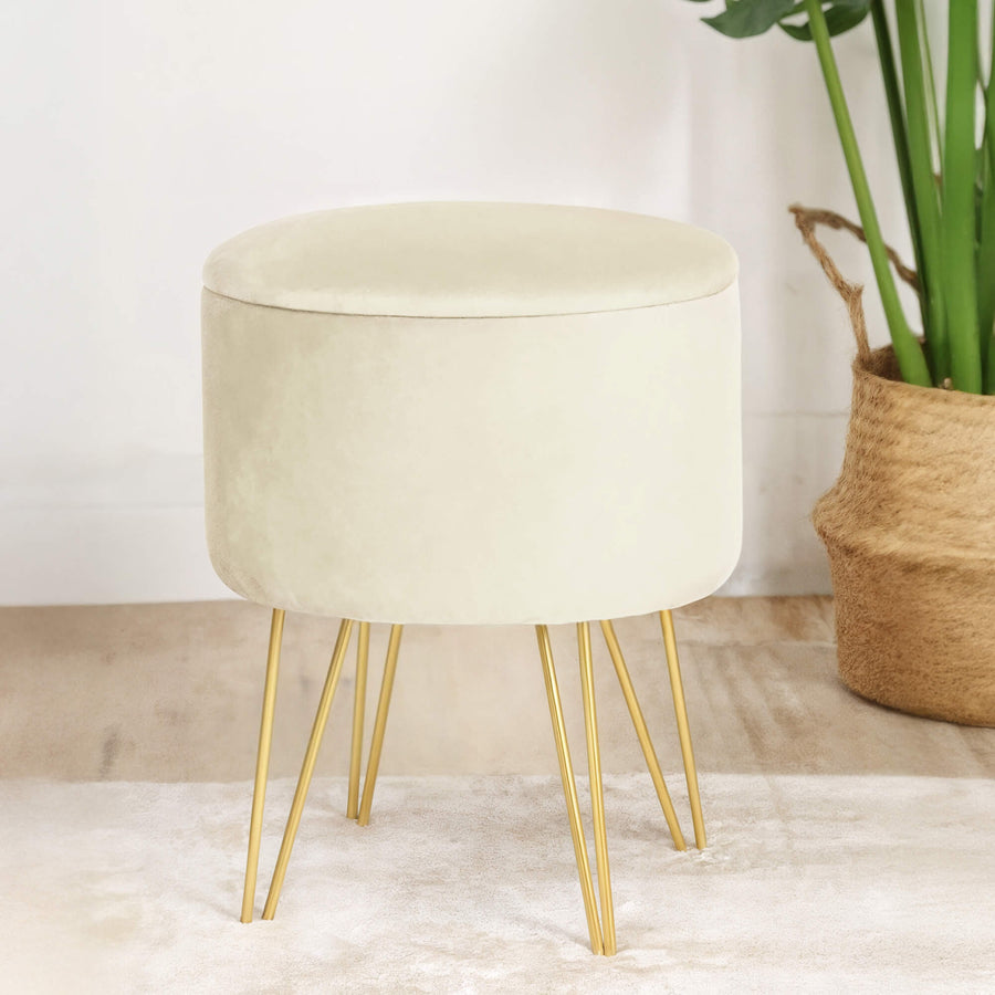 Sitzhocker – LILI – Elegante Samtpouf mit Stauraum und Deckel
