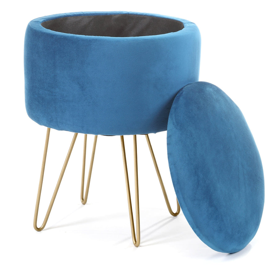 Sitzhocker – LILI – Elegante Samtpouf mit Stauraum und Deckel