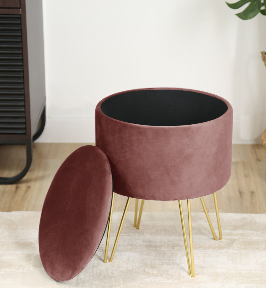 Sitzhocker – LILI – Elegante Samtpouf mit Stauraum und Deckel