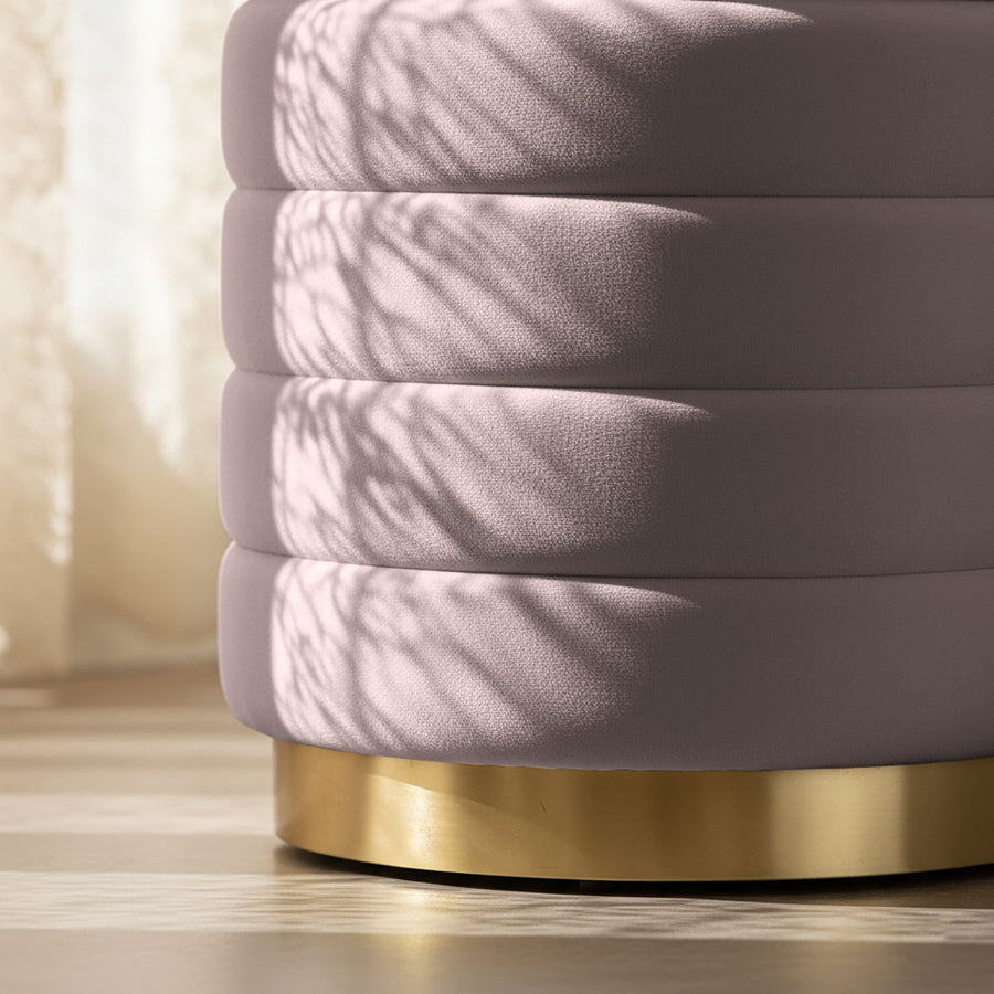 Sitzhocker – LUNA – Eleganter Samthocker mit praktischem Stauraum