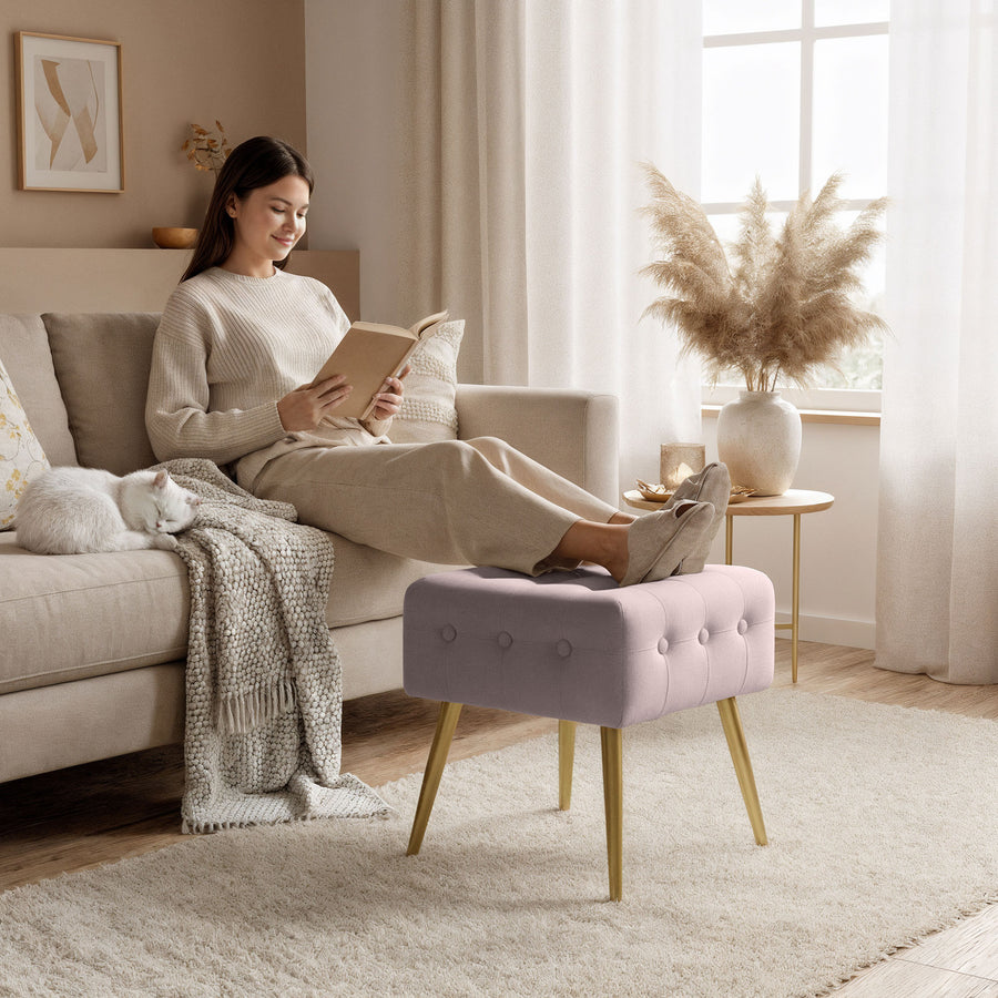 Sitzhocker – QUADRA – Eleganter Sitzhocker im modernen Glamour Stil