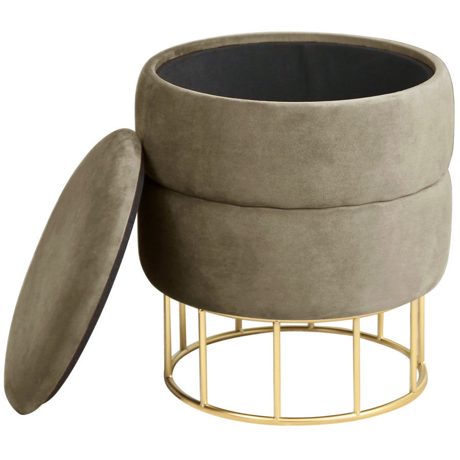 Sitzhocker – ELZA – Eleganter Samt Sitzhocker mit praktischem Stauraum