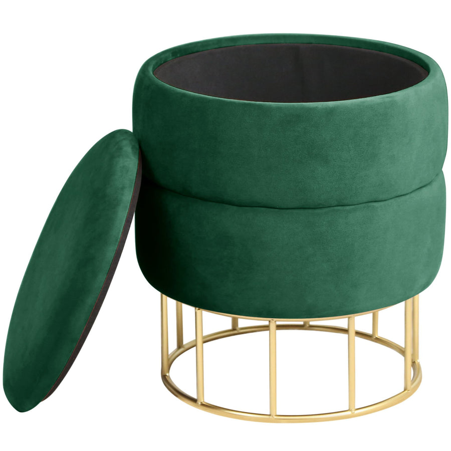 Sitzhocker – ELZA – Eleganter Samt Sitzhocker mit praktischem Stauraum