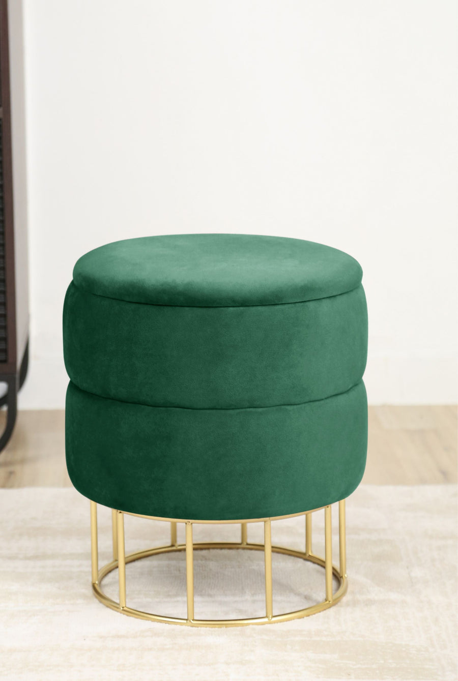 Sitzhocker – ELZA – Eleganter Samt Sitzhocker mit praktischem Stauraum