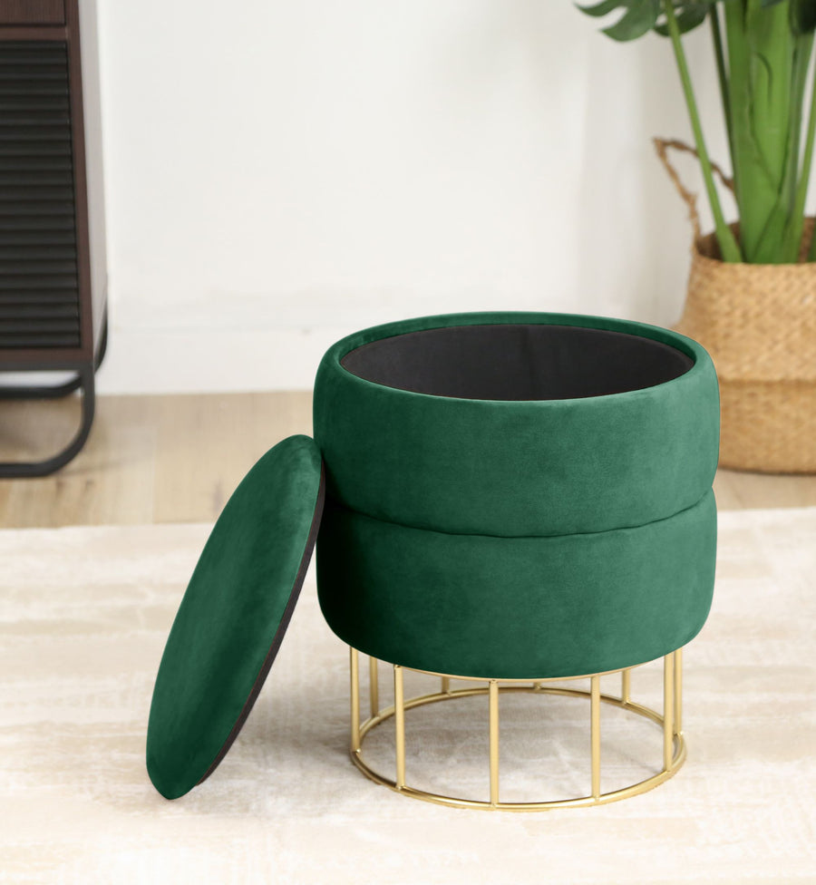 Sitzhocker – ELZA – Eleganter Samt Sitzhocker mit praktischem Stauraum