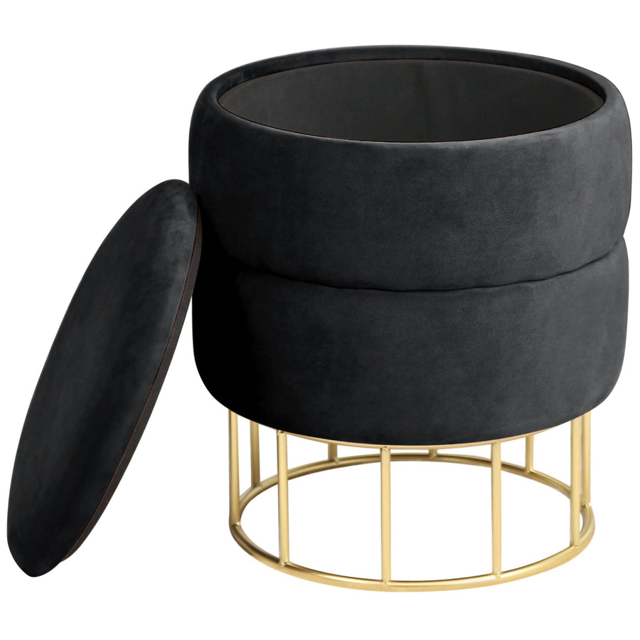 Sitzhocker – ELZA – Eleganter Samt Sitzhocker mit praktischem Stauraum