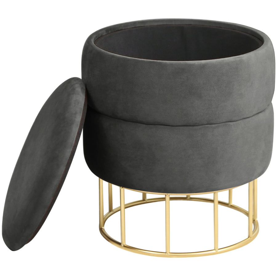 Sitzhocker – ELZA – Eleganter Samt Sitzhocker mit praktischem Stauraum