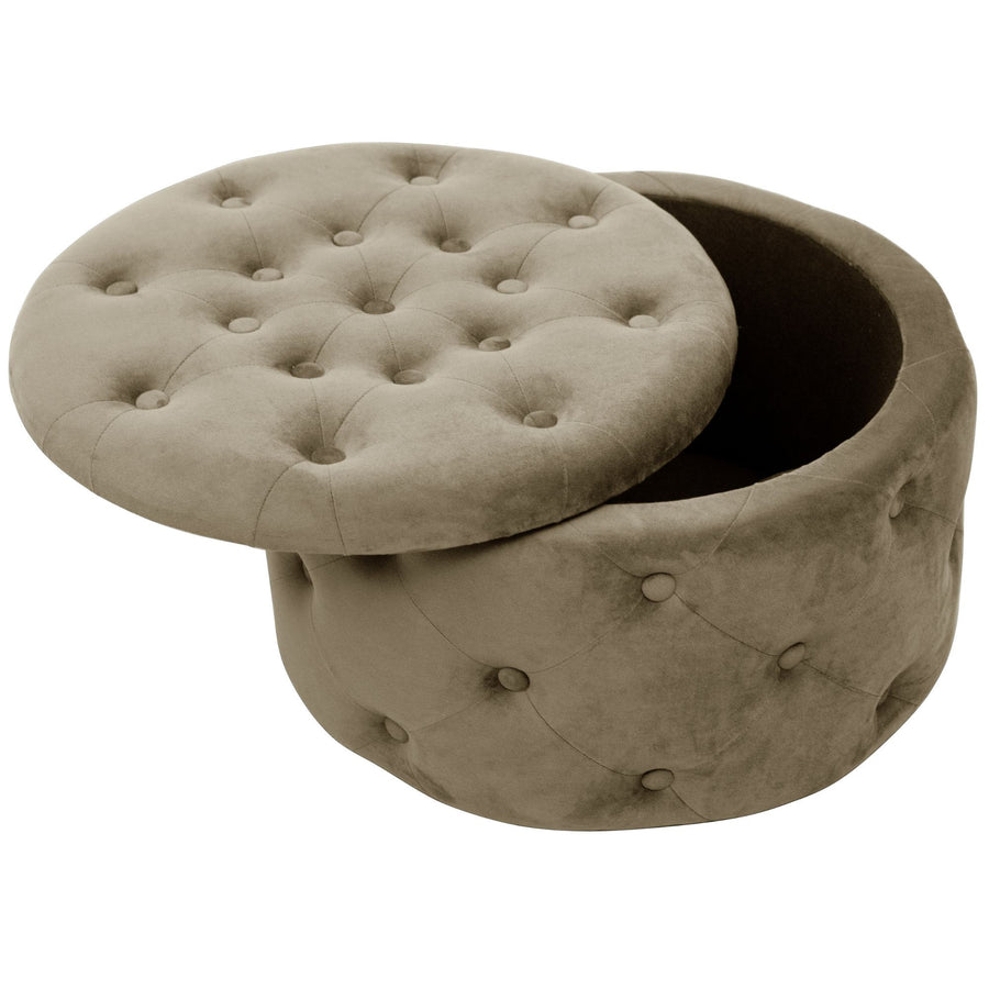 Sitzhocker – ALIA – Samt Pouf mit Stauraum und eleganter Steppung