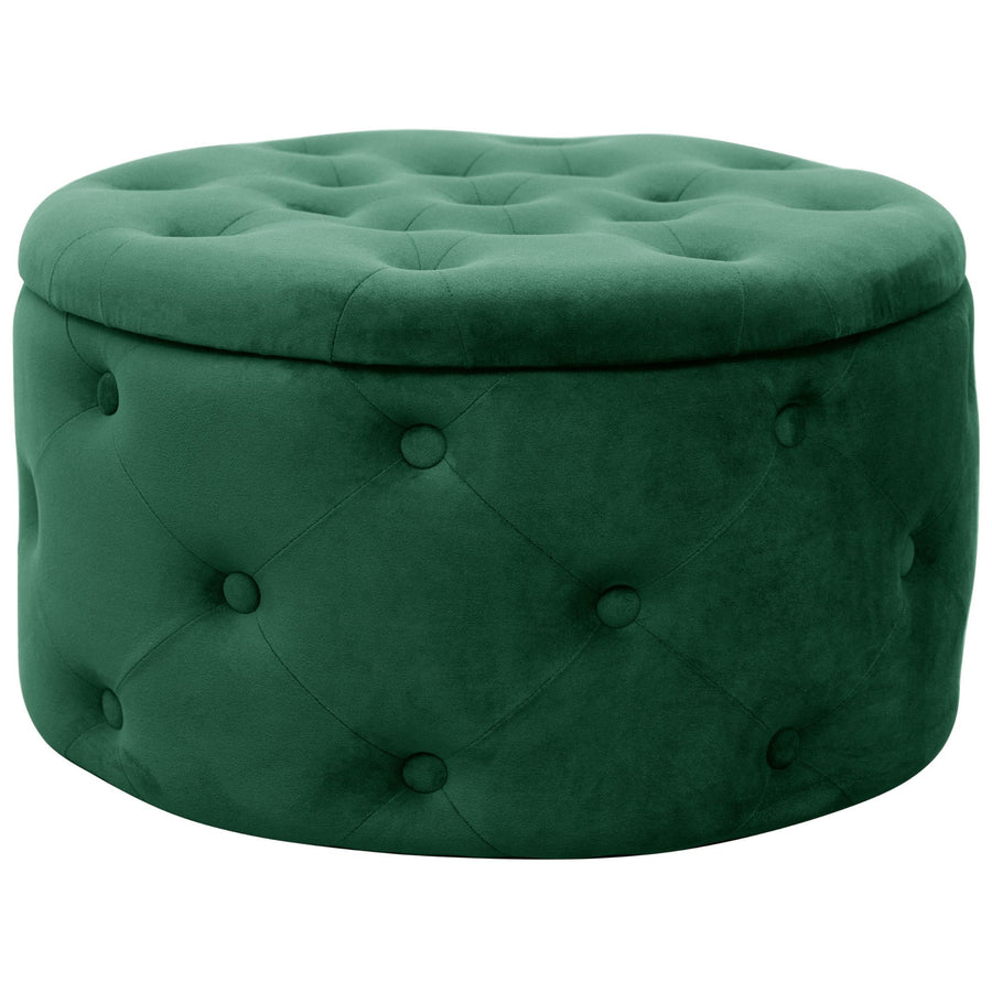 Sitzhocker – ALIA – Samt Pouf mit Stauraum und eleganter Steppung