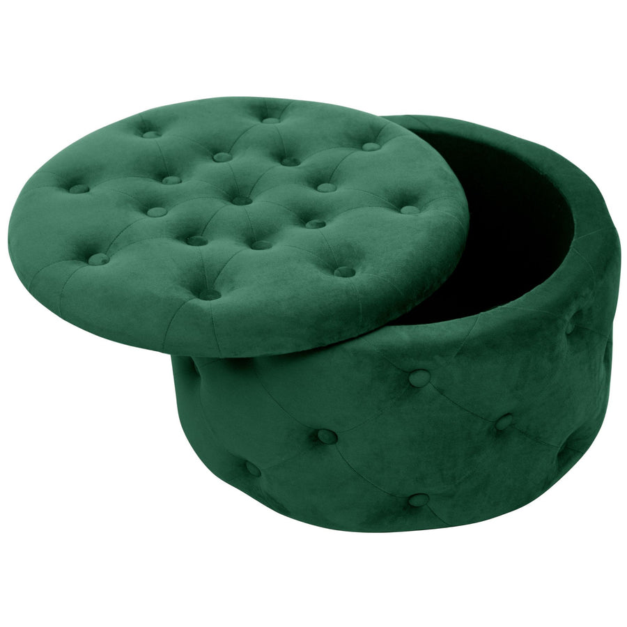 Sitzhocker – ALIA – Samt Pouf mit Stauraum und eleganter Steppung