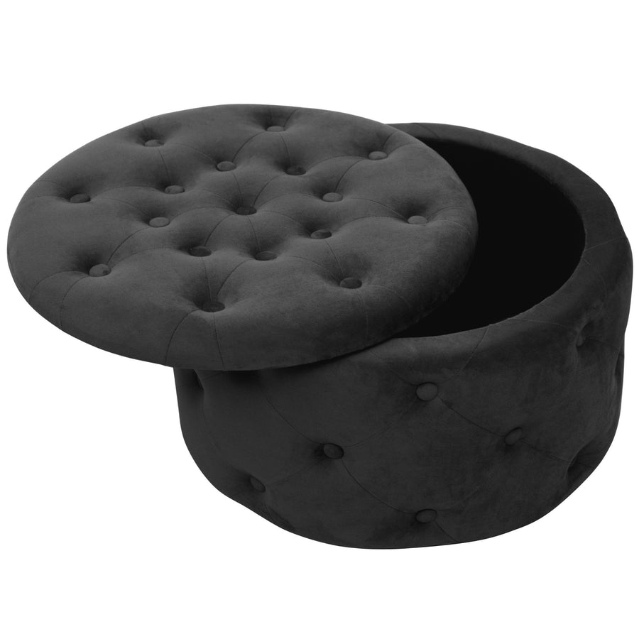Sitzhocker – ALIA – Samt Pouf mit Stauraum und eleganter Steppung