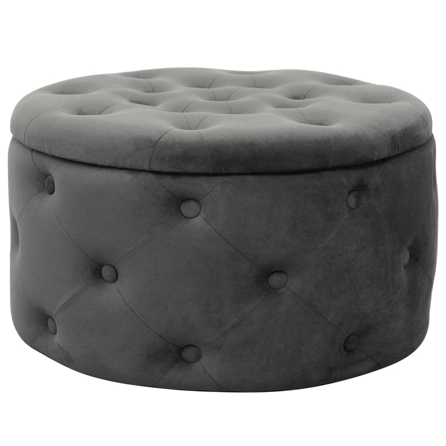 Sitzhocker – ALIA – Samt Pouf mit Stauraum und eleganter Steppung