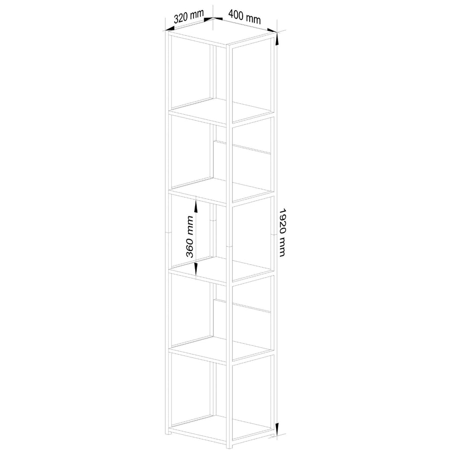 Regal – LOFT – Schmales Metallregal mit sechs offenen Ablagen