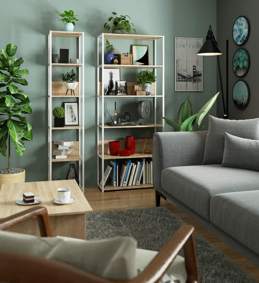 Regal – LOFT – Schmales Metallregal mit sechs offenen Ablagen