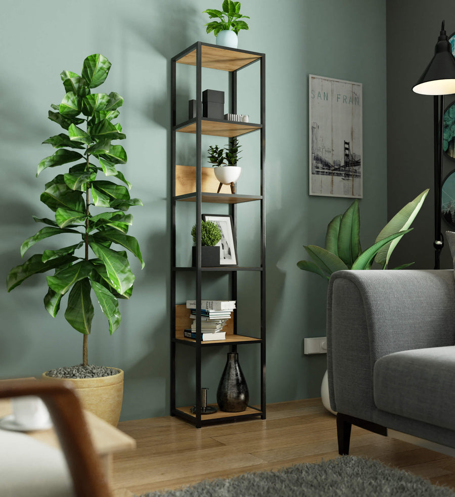 Regal – LOFT – Schmales Metallregal mit sechs offenen Ablagen