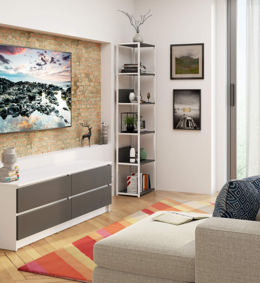 Regal – LOFT – Schmales Metallregal mit sechs offenen Ablagen
