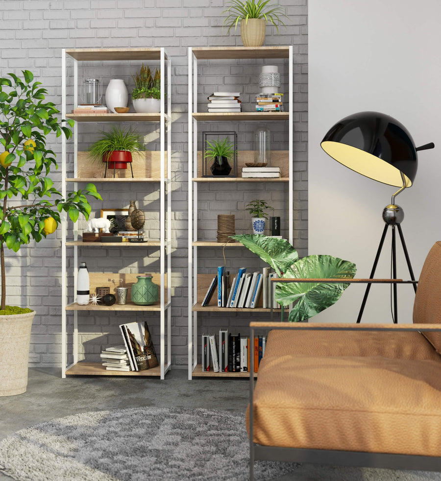 Regal – LOFT – Breites Metallregal mit sechs offenen Ablagen