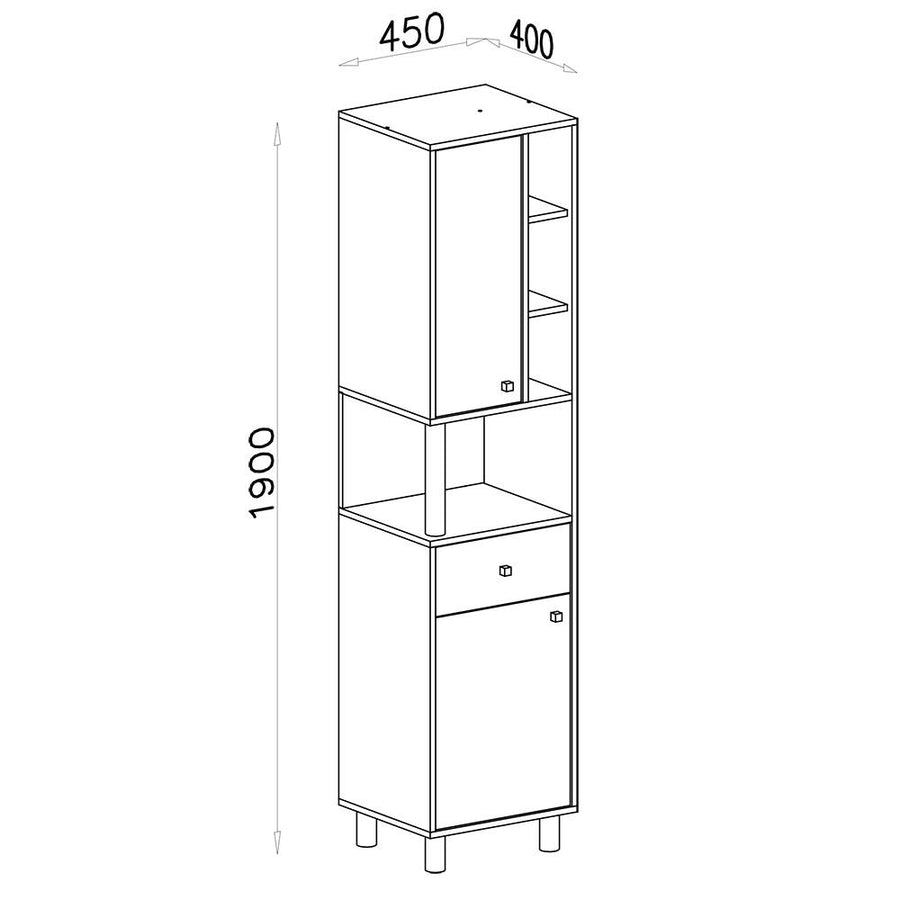 Schlafzimmer-Set – FARO – 6 Teile, Grau / Weiß, fürs Jugendzimmer
