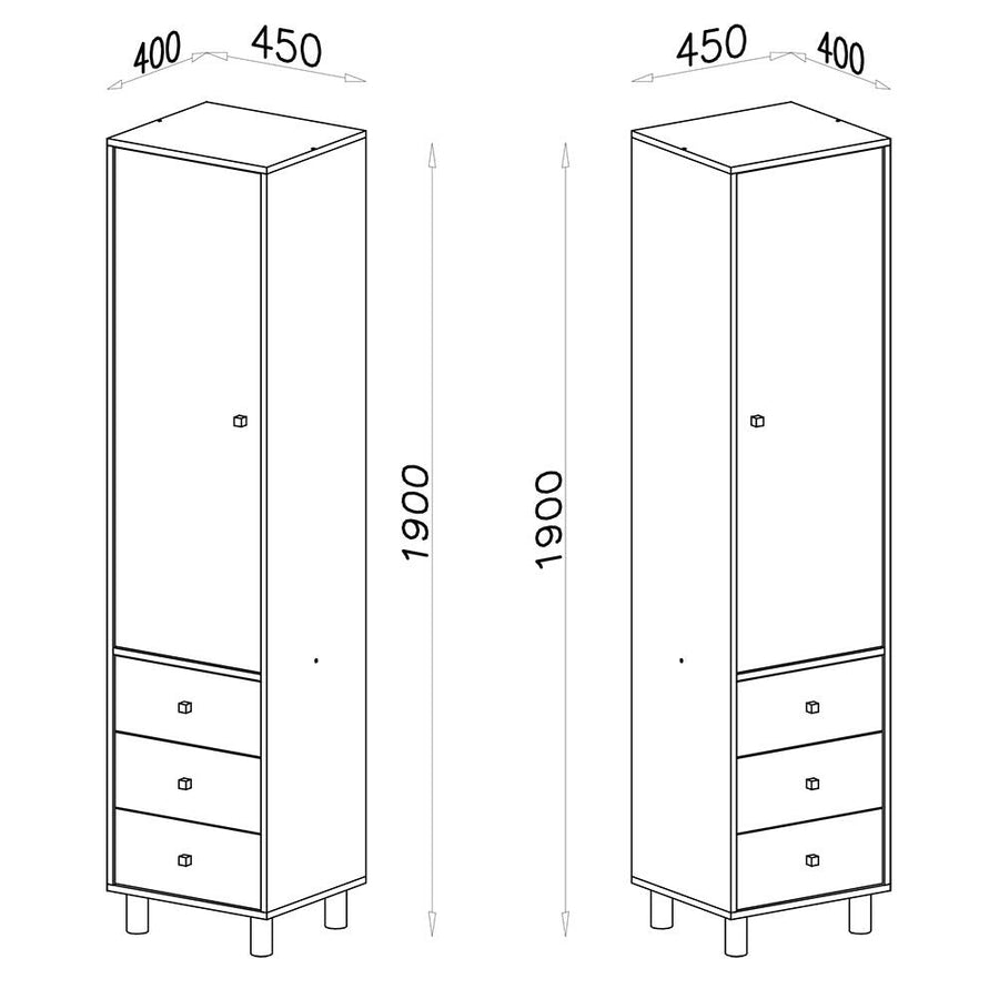 Schlafzimmer-Set – FARO – 6 Teile, Grau / Weiß, fürs Jugendzimmer
