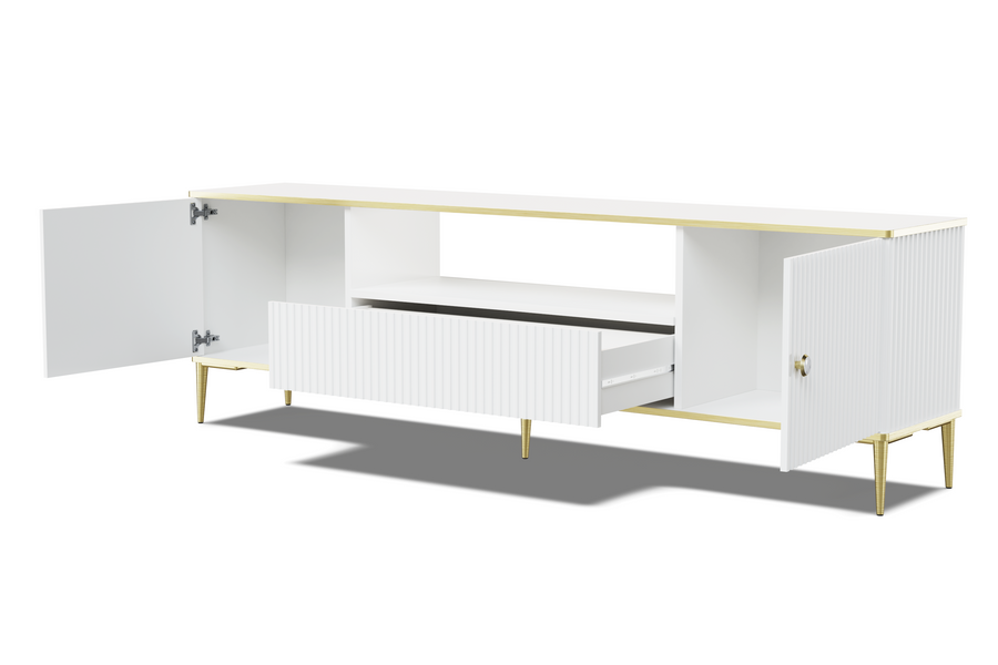 TV-Lowboard – PETRA – 180 cm Moderner Fernsehschrank mit Fräsung und Stauraum