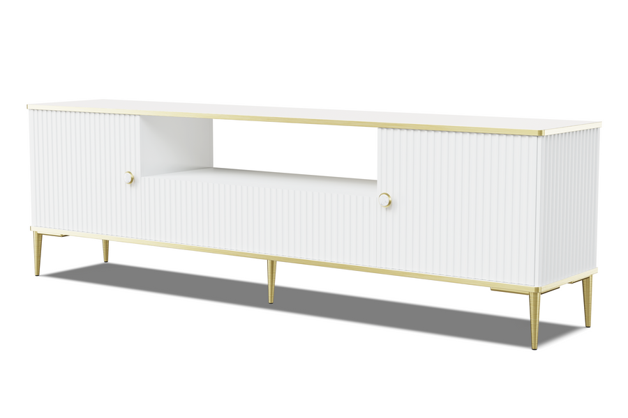 TV-Lowboard – PETRA – 180 cm Moderner Fernsehschrank mit Fräsung und Stauraum
